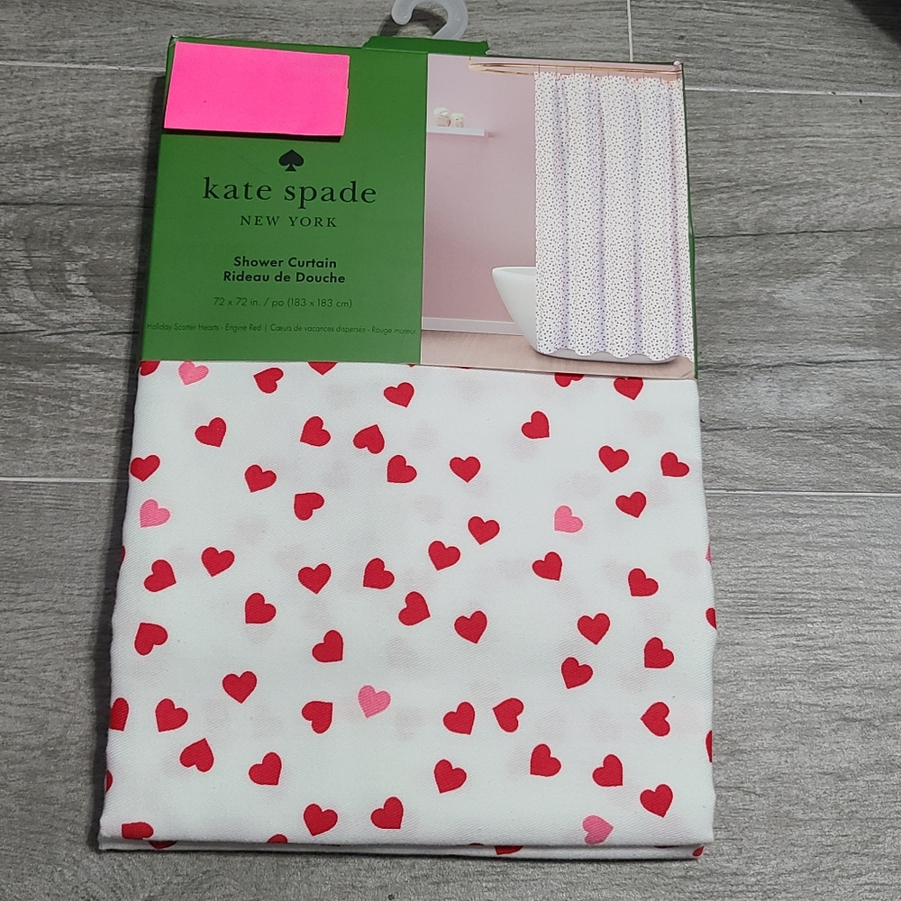 kate spade Heart Shower Curtain Red Pink NWT